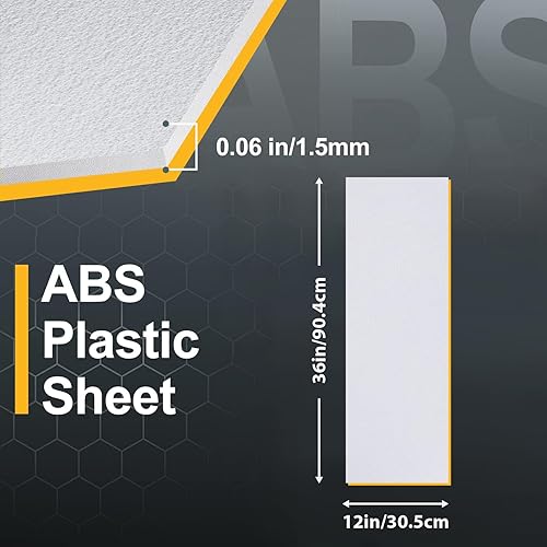 Miniatura 9 de Kinlink Hoja de plástico ABS blanco de 8 x 12 x 0.06 pulgadas, flexible resistencia al impacto moldeable y alta resistencia de 116 pulgadas de