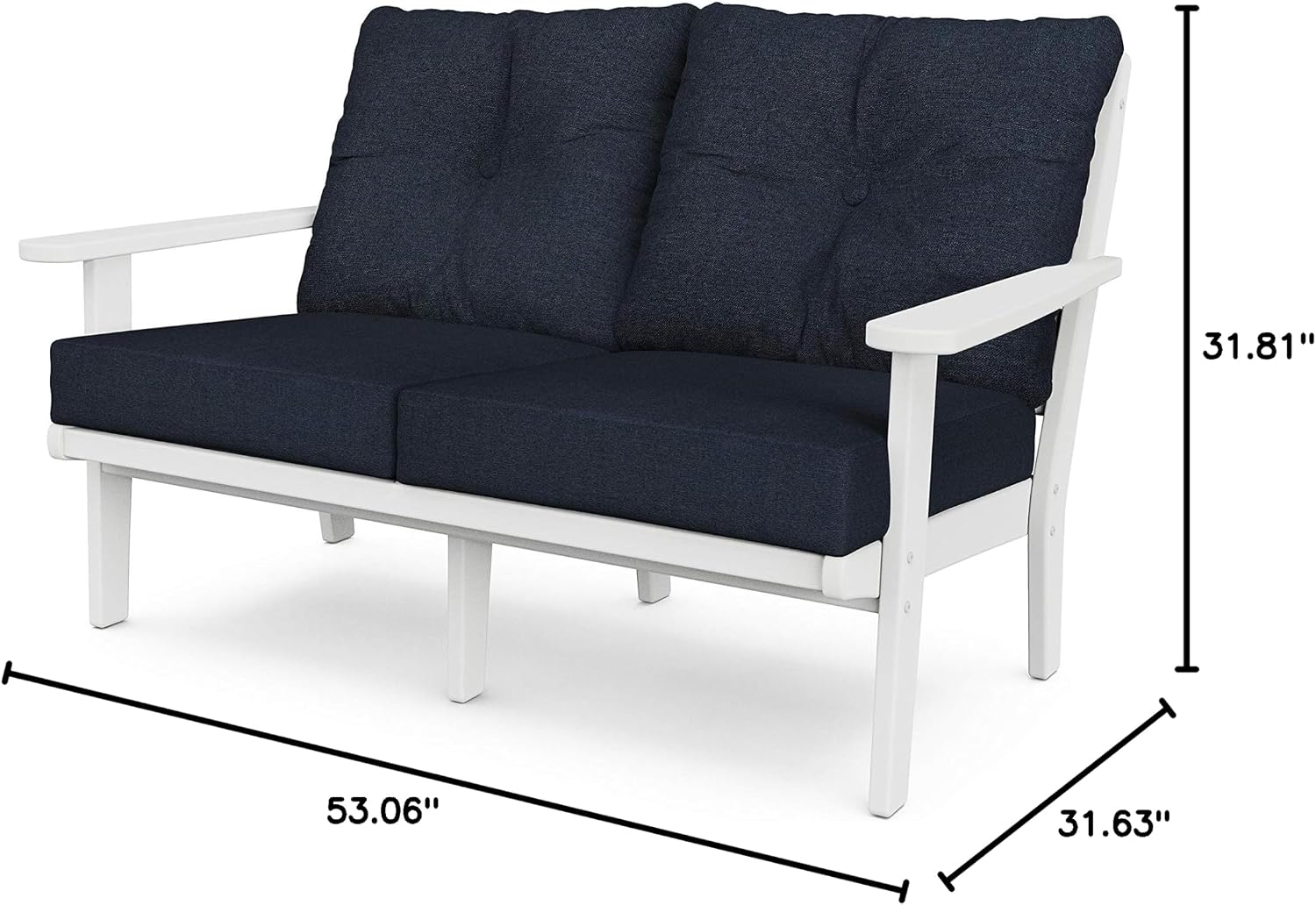 Polywood® Lakeside Deep Seating Loveseat in White/Marine Indigo