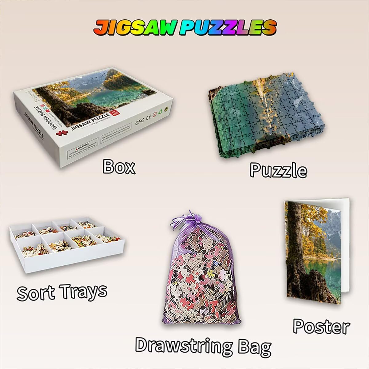 Puzzle 1500 elementów jesień, puzzle natura dla dorosłych, klasyczne puzzle gry edukacyjne do aktywności rodzinnej, najwyższej jakości drewniane puzzle z pudełkiem na prezent dla mężczyzny, prezent