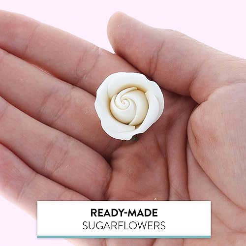 Miniatura 7 de Global Sugar Art Rebecca Rose Sugar Cake Flowers - Flores blancas de 1 pulgada con alambre, 8 unidades por el chef Alan Tetreault