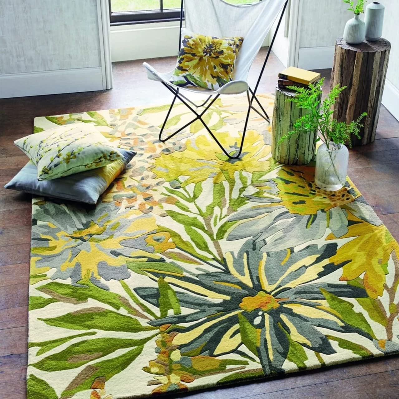 Carpet of HeavenHandmade Handwoven Tufted Made of 100% Soft Blended Wool High-Density Thick Floral Woolen Carpets for Home Living Room Bedroom and Hall and Floor Size 5 x 7 Green Colour feet-image-35