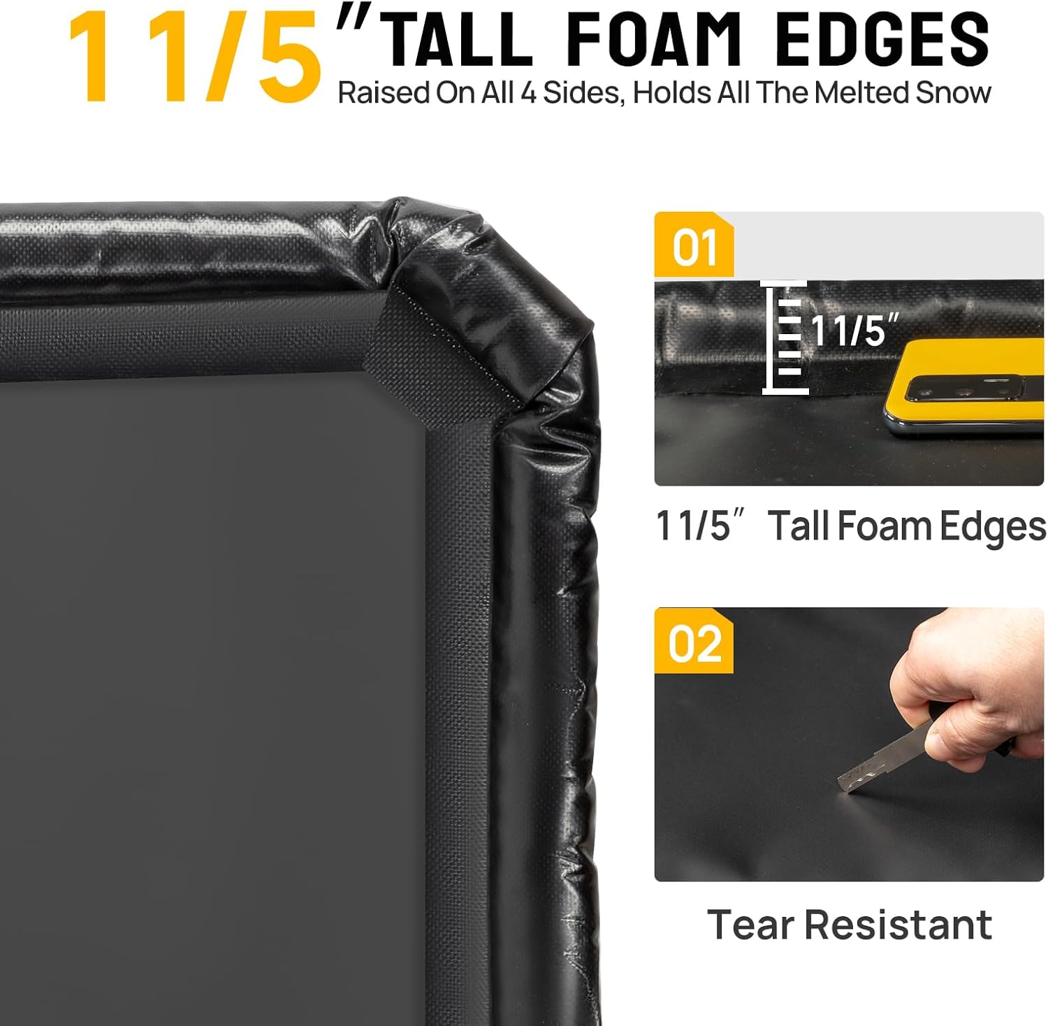 TUFFIOM 7'9" x 18' Containment Mat with Squeegee, Garage Floor Mats for Under Car, Heavy Duty Waterproof Car Parking Mats for Snow Ice Rain Mud Oil