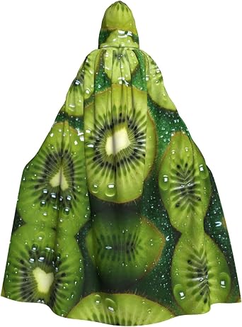 Kiwi Fruit Pattern Full Length Hooded Robe Cloak Long Cape Halloween Cosplay Costume Hoodies Cape Unisex