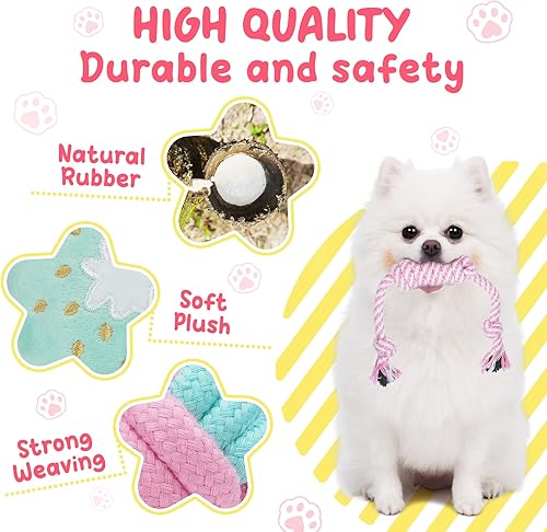 Miniatura 6 de XIUGOAL Pink Puppy Toys for Boredom - 23 Pack Puppy Chew Toys for Teething, Interactive Dog Toys for Puppies, Cute Small Dog Toys with Treat Ball