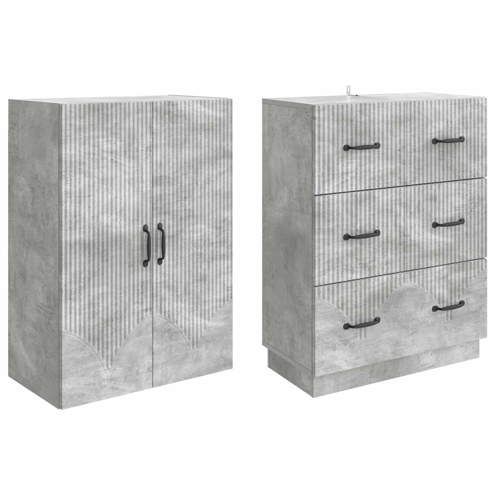 Set di Armadi 2 Pezzi 66 x 34,5 x 87 cm Legno Ingegnerizzato Grigio Cemento