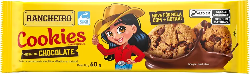 Cookies Rancheiro Baunilha com Gotas de Chocolate 60g – Crocante, Saboroso e Vegano