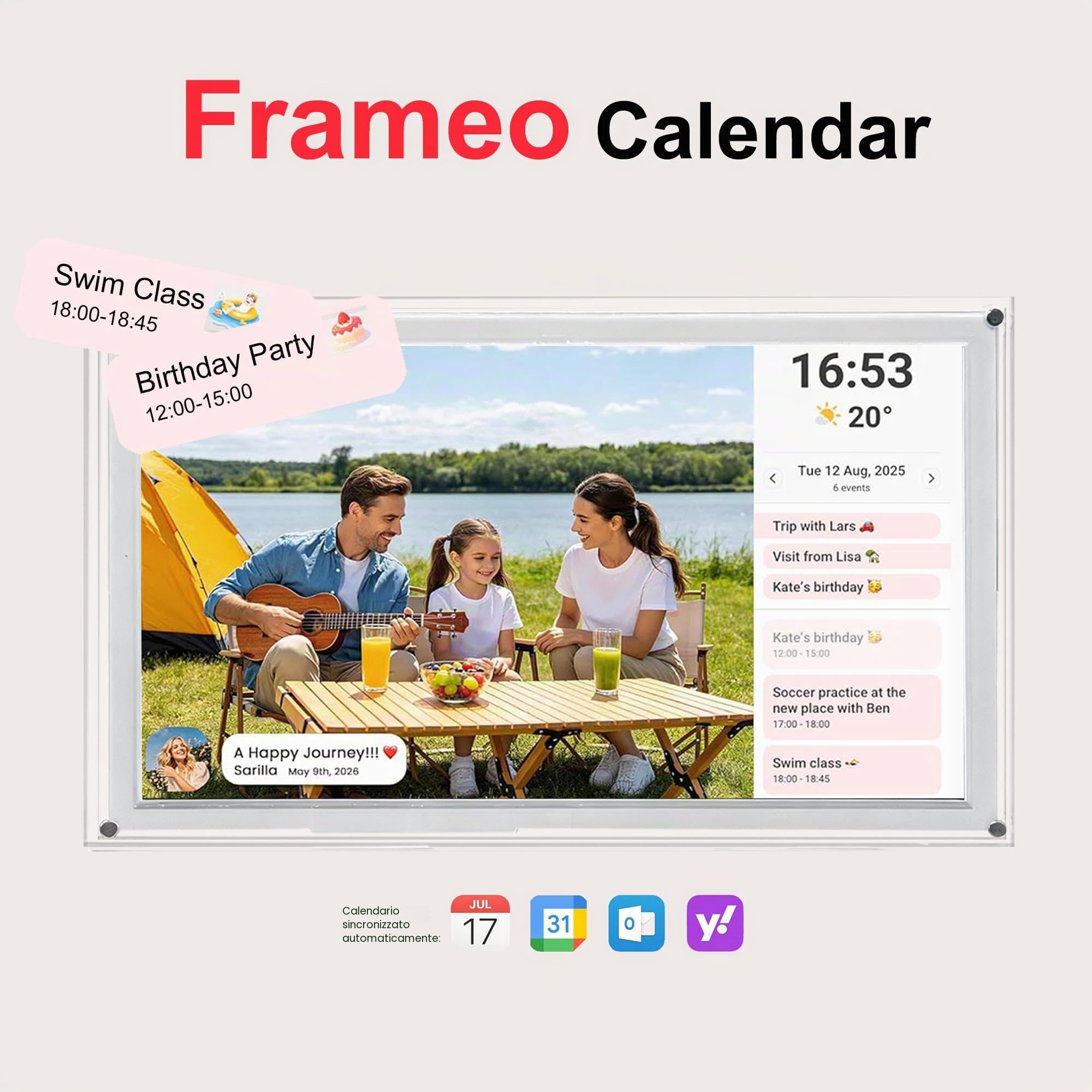 Frameo 10,1 pollici Slim Acrilico Wifi Cornice Digitale 32 GB Cornice Foto Digitale 1280 * 800 HD IPS Touch Screen Condivisione istantanea di foto/video tramite l'app Frameo da qualsiasi luogo