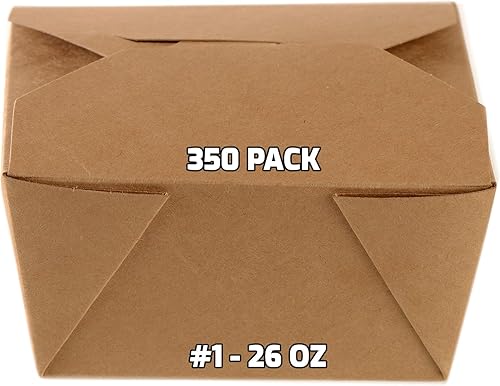 350 paquetes Recipientes de comida para llevar 26 oz de papel kraft marrón para llevar cajas de comida resistentes al microondas y a la grasa