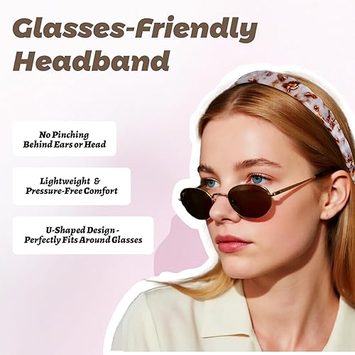 Miniatura 7 de Diademas de acetato para mujer  Diademas finas antideslizantes con dientes, diseño apto para gafas, accesorios para el cabello retro de los años 90,