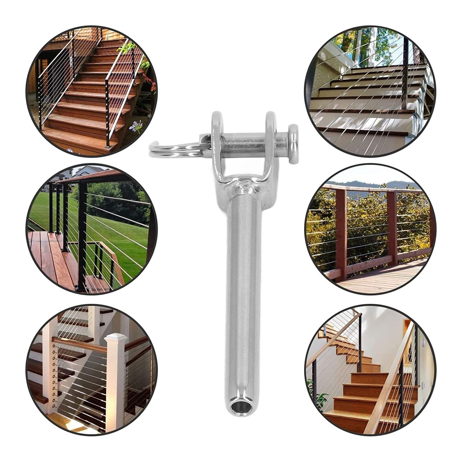 10 Pcs Jaw Swage End Fitting, 316 Stainless Steel Stud Turnbuckle, Straight Rod Fork Junction Wire Rope Accessory, Junction Wire Puller for Wire Rope Cable