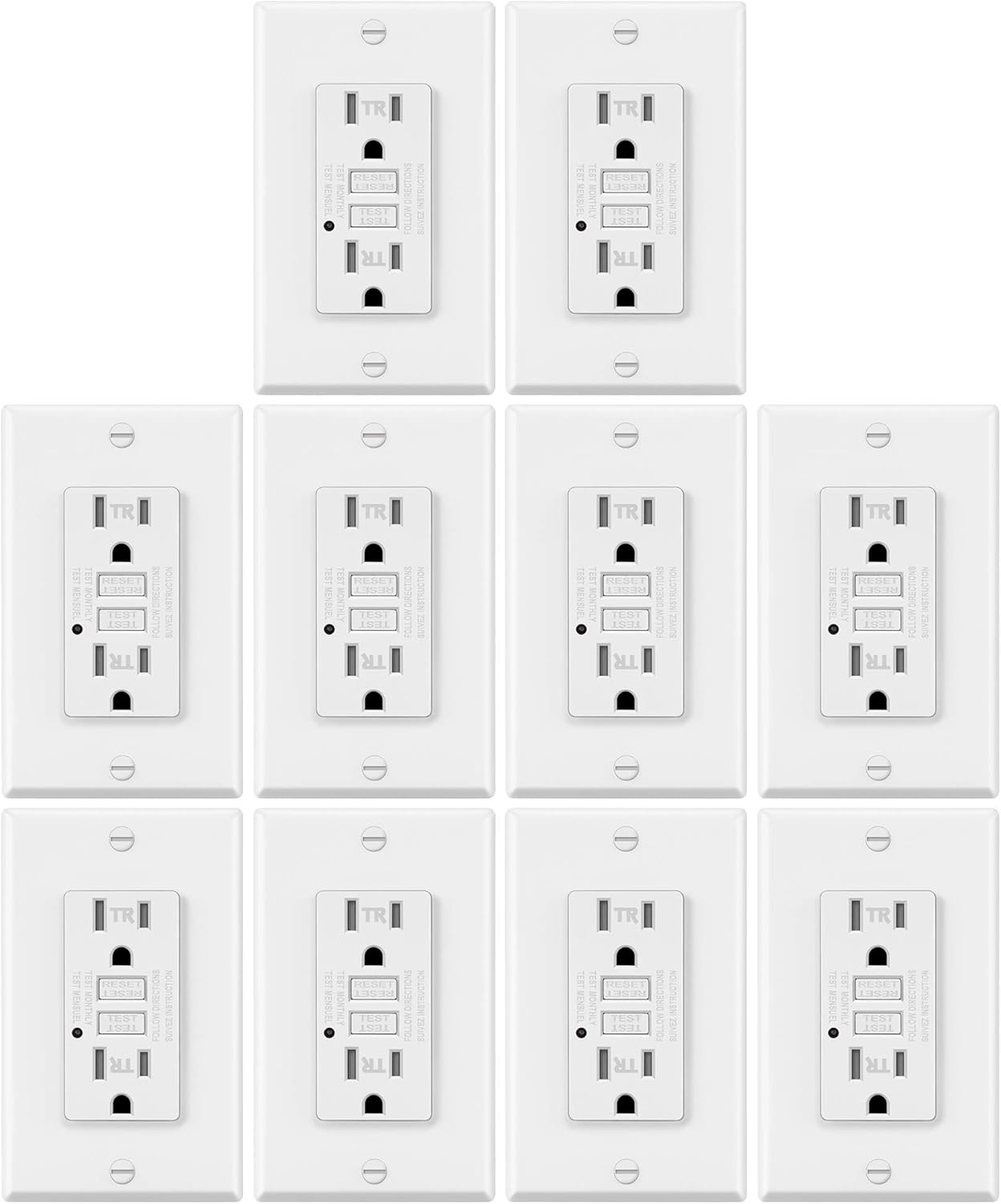 Exсluѕіvе Dіѕсоunt 90% Prісе 10 Pack - ELECTECK 15A/125V Tamper Resistant GFCI Outlets, Decor GFI Receptacles with LED Indicator, Residential and Commercial Grade, Decorator Wallplate Included, ETL Certified, White