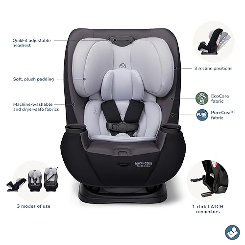 Miniatura 8 de Maxi-COSI Pria All-in-One Convertible Car Seat, Infant to Toddler Car Seat, Easy-Install Harness, Machine-Washable Cover, 5-100 lbs, Blackened Pearl