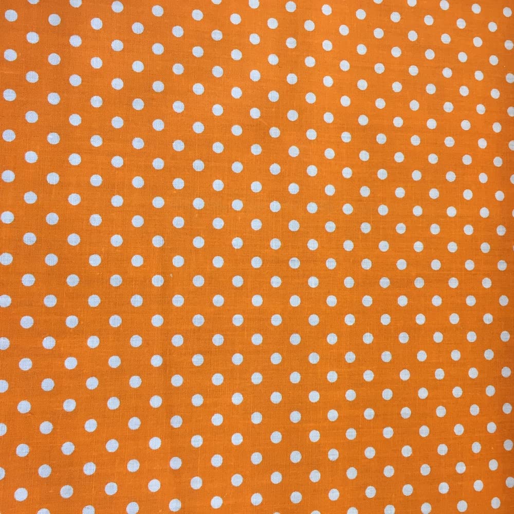 Polycotton 4mm Spot Fabric 44" Wide 112cm (Per Metre) (Orange)
