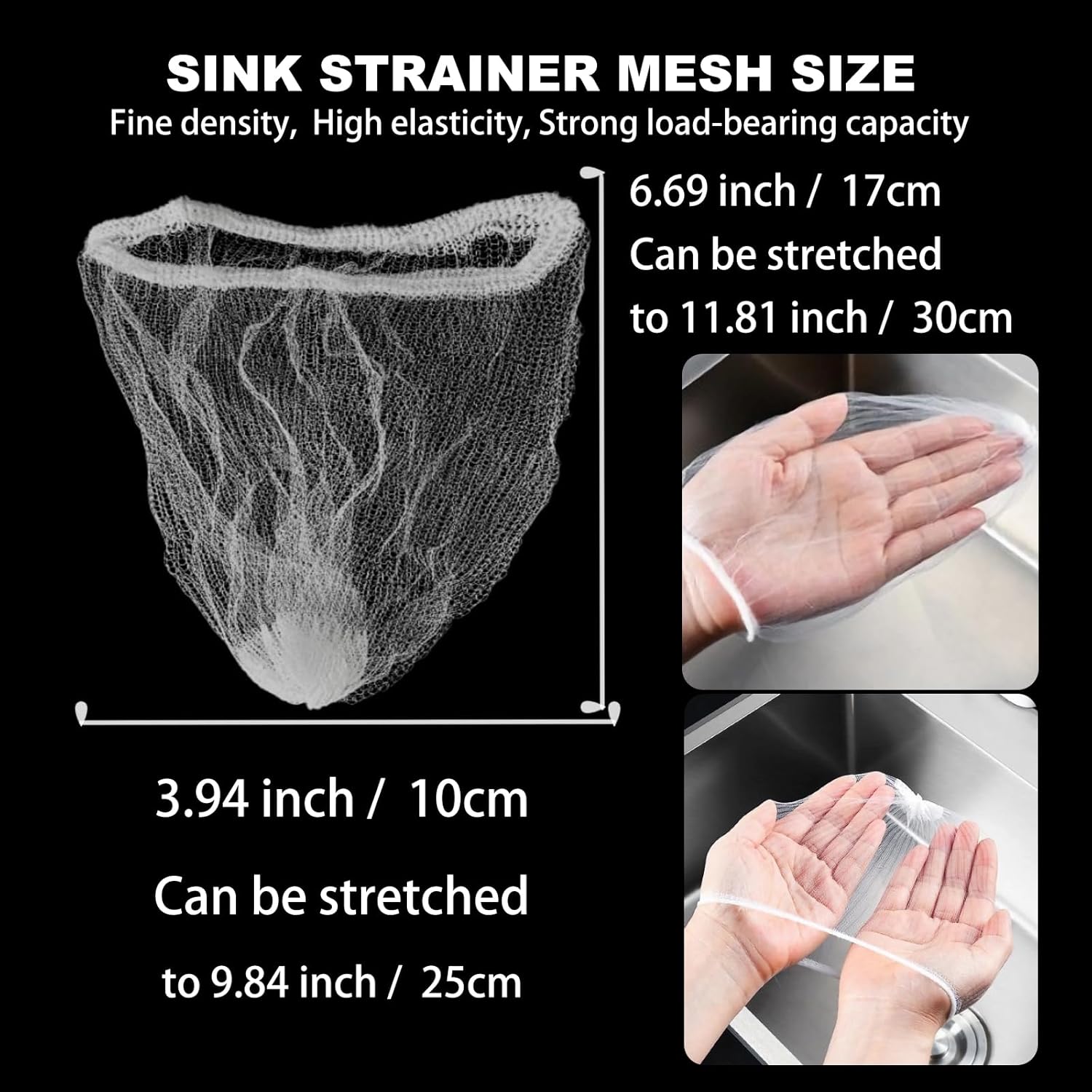 Adjustable Triangle Kitchen Sink Drain Strainer, Food Catcher with 100PCS Disposable Mesh Sink Strainer Bags, for Leftover Food, Prevent Clogging, Universal Fit for All Sinks (Green)