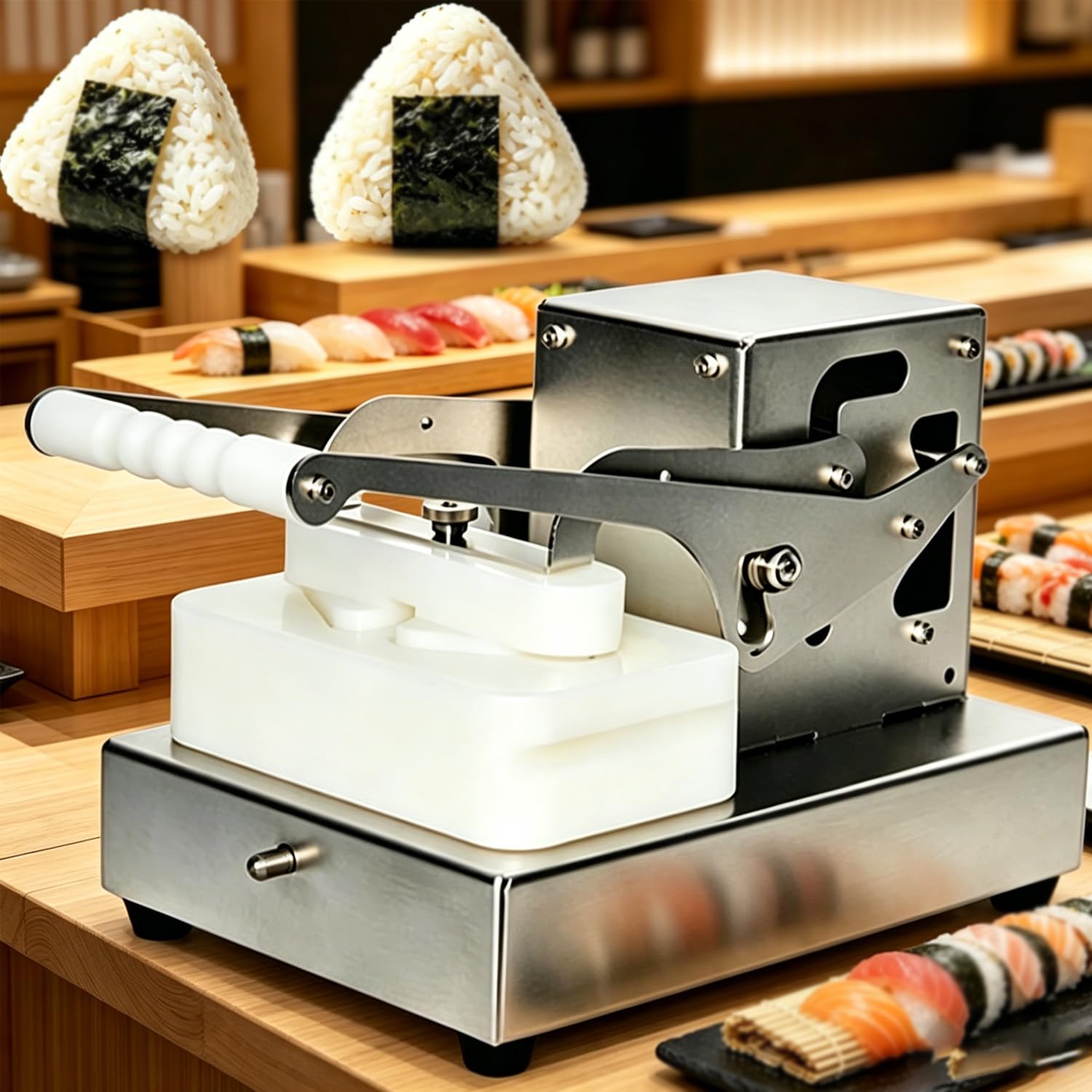 XNXYSMKJ Commercial Triangle Rice Ball Machine, Triangle Sushi Rice Ball Maker, 304 Stainless Steel, Non-stick Mold, Uniform Pressure, Easy to Clean, for Sushi Home Bento
