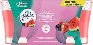 Glade® Scented Candle Twin Pack, Bubbly Berry Splash + Watermelon Refresher™, 1-Wick Candle, Air Freshener Infused with Essential Oils for Home Fragrance, 2 Count