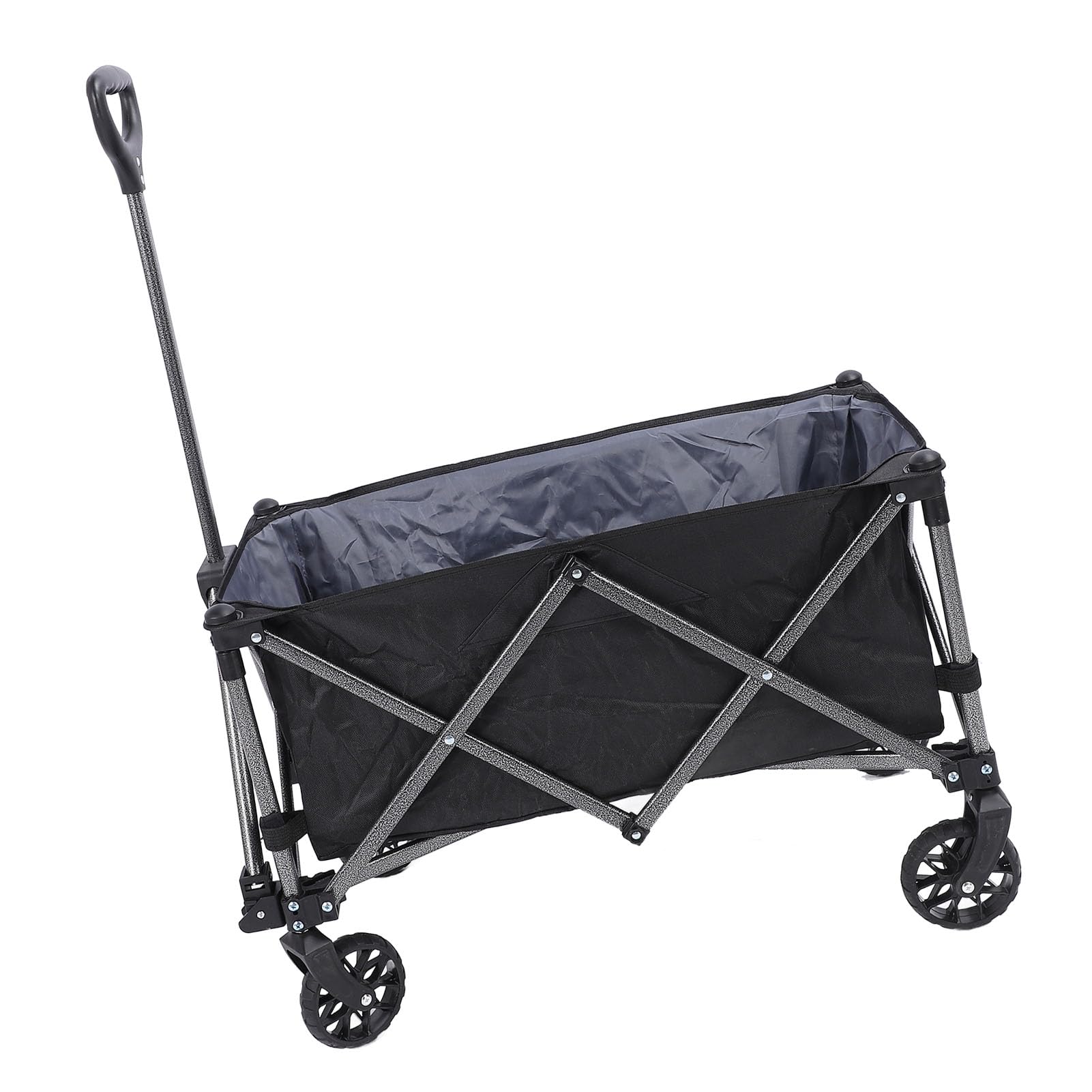 100 L Polyester Stahl Outdoor Hilfsprogramm Klappbare Autowagen Car Car Camp für Sporteinkaufslager Schwarz