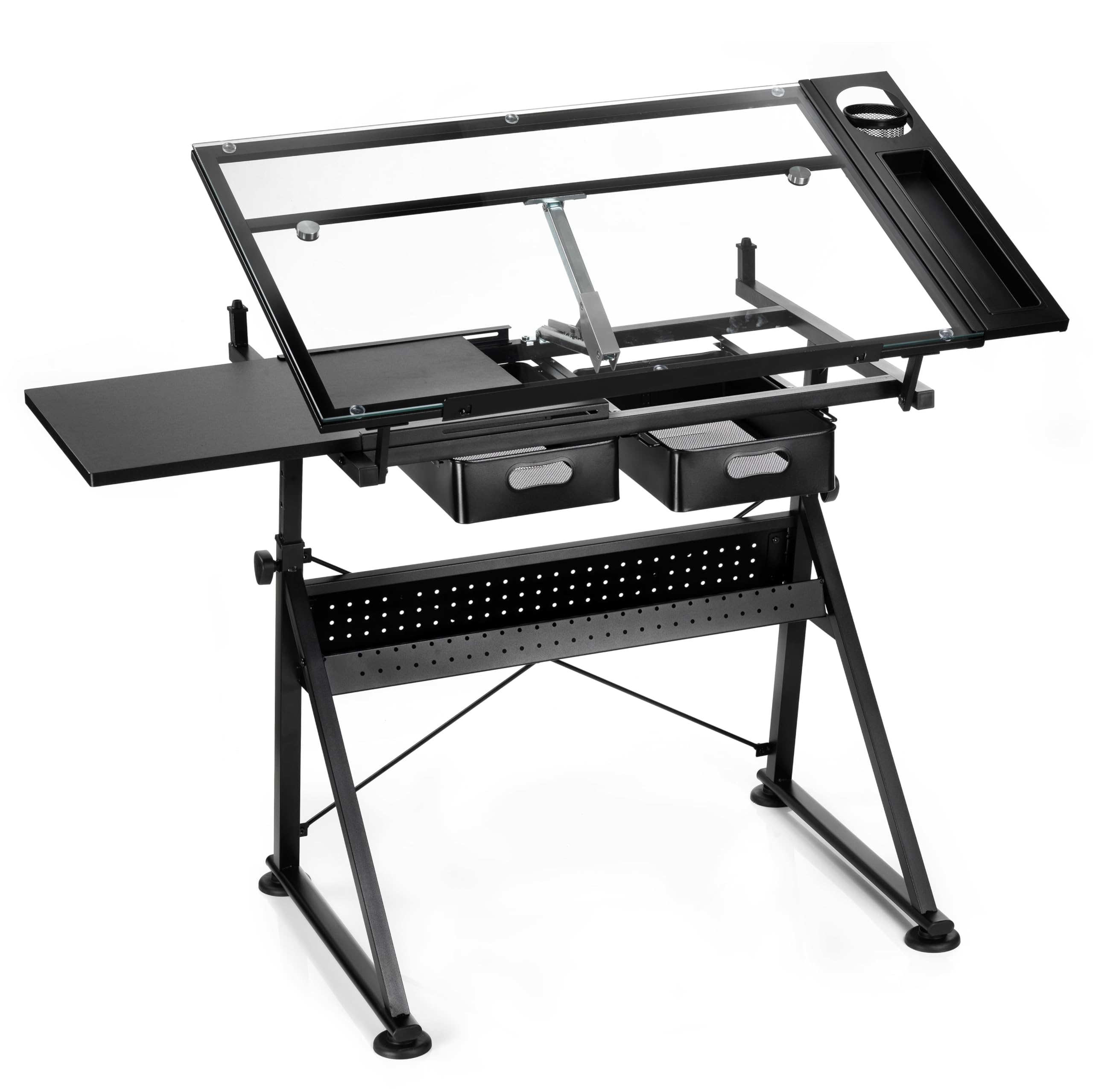 Artists Loft Artist Table - Glass-Top Table for Drafting Drawing Sketching Painting and Arts Crafts - 1 Pack