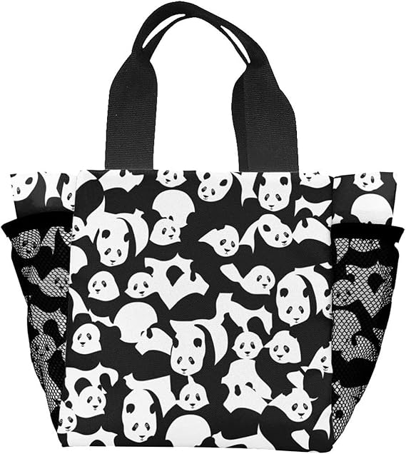Amazon トートバッグ ランチバッグ 黒い白 かわいい パンダ お弁当バッグ おしゃれ 手提げバッグ 食品収納 大容量 軽量 マザーズバッグ 手提げ袋 肩掛けバッグ メンズ レディース エコバッグ 人気 出掛けバッグ 通勤 通学 プレゼント トートバッグ