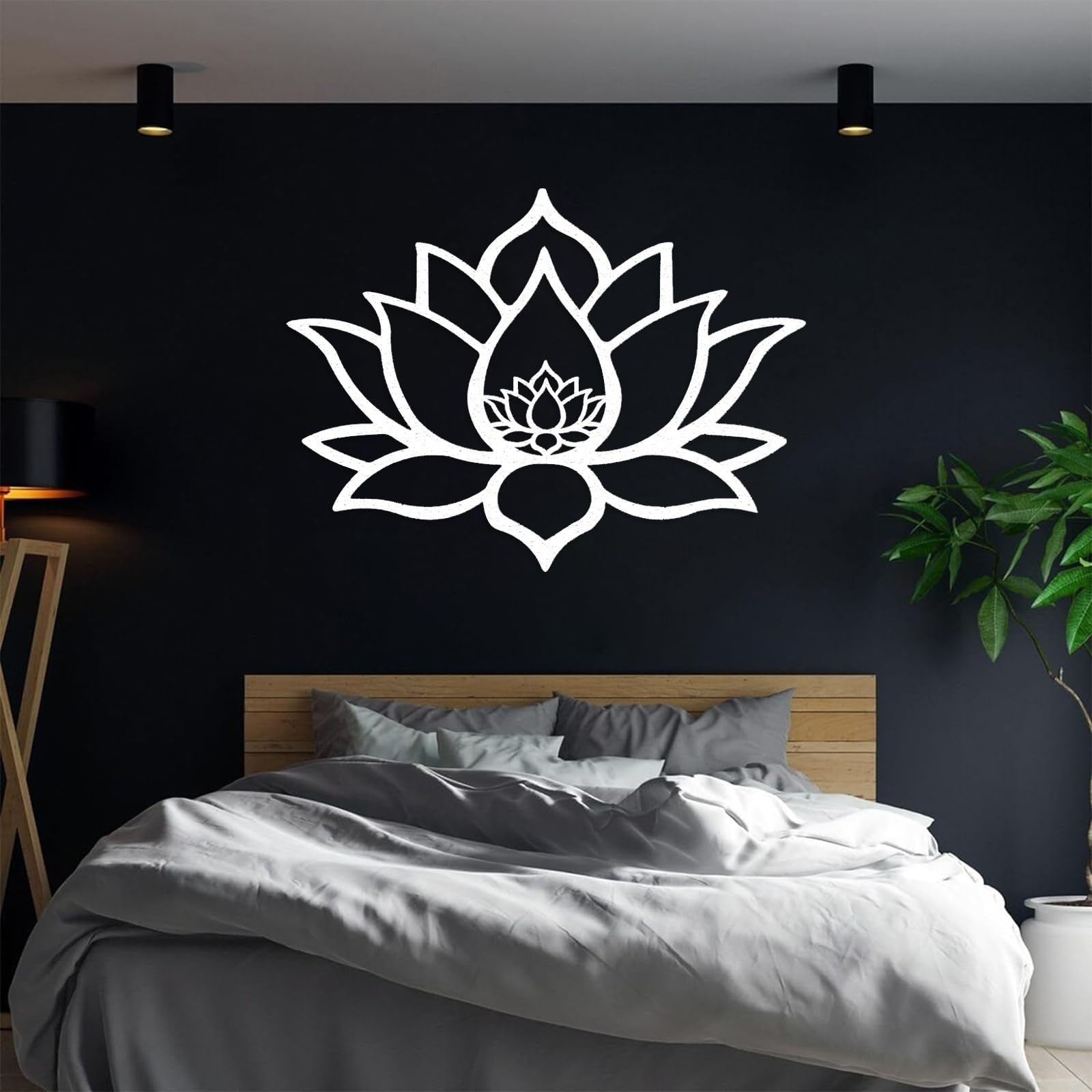 Décoration murale de yoga et lotus en métal pour studio zen