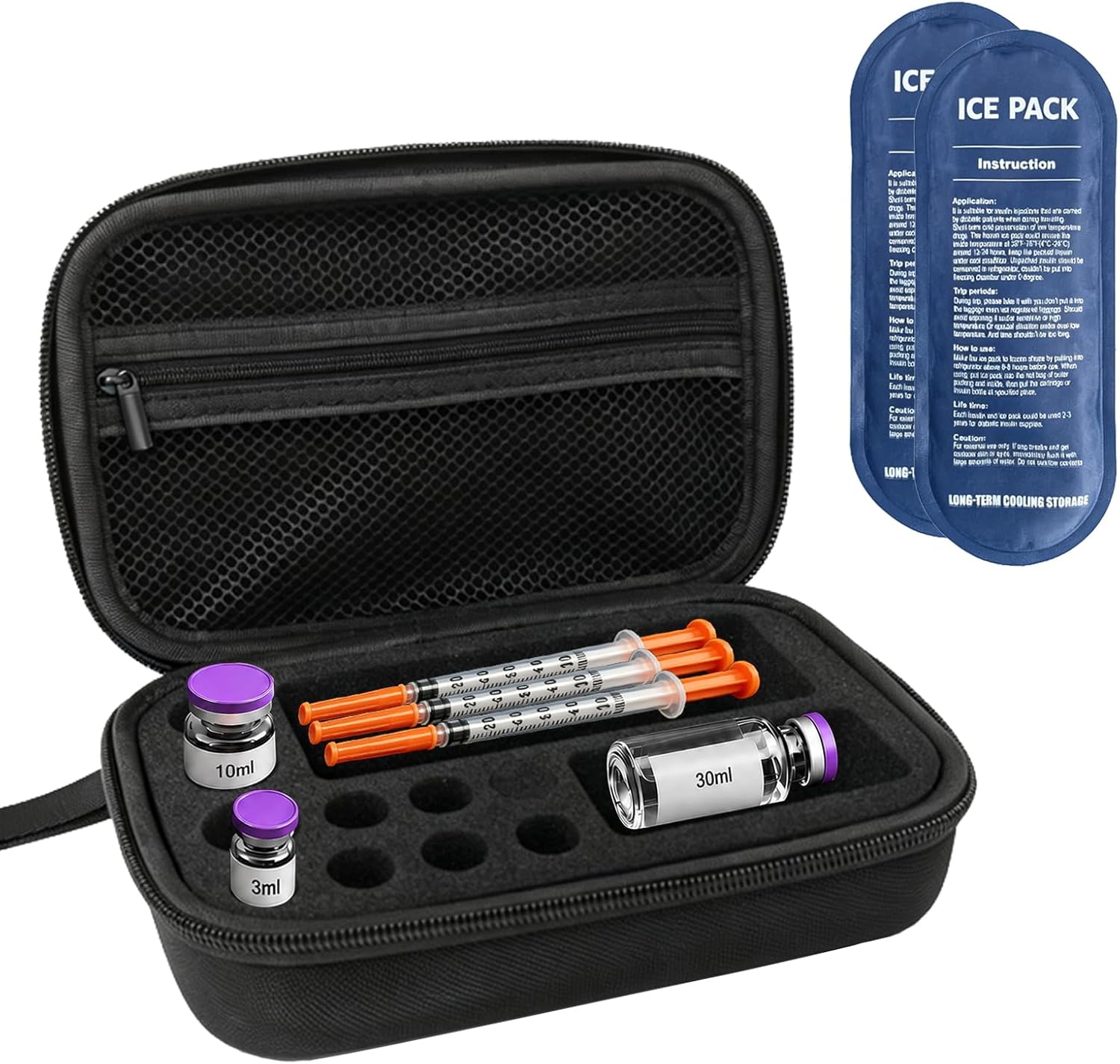 Peptide Travel Case for Fridge, GLP-1 Vial Organizer Storage Bag