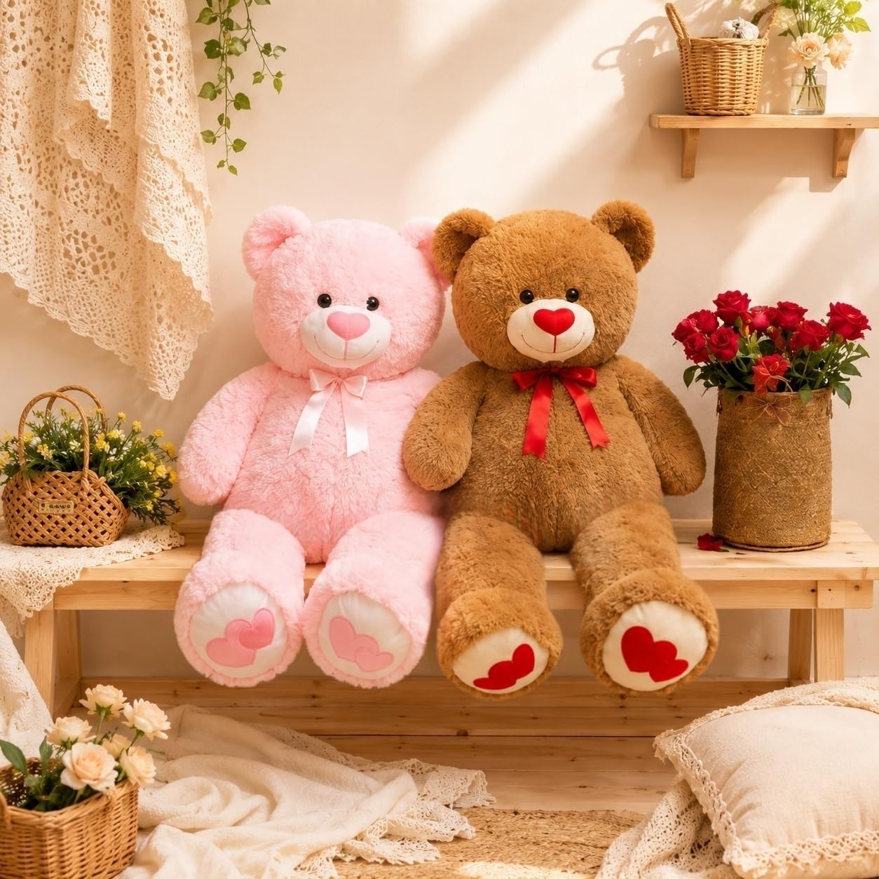 SNOWOLF gigante XXL orsacchiotto orso peluche 110cm, grande regalo morbido orsacchiotto peluche giocattolo per il compleanno, San Valentino o Natale (1,1 m, marrone scuro)