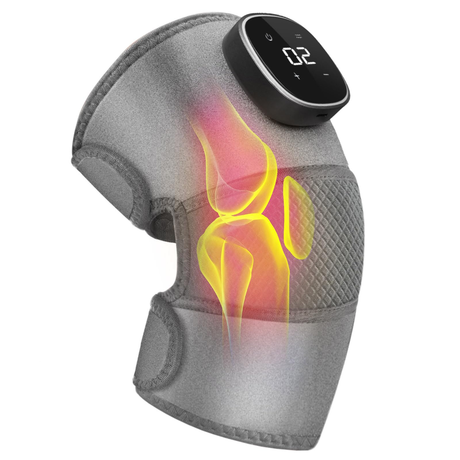 Vicloon Masajeador de Rodilla Inalámbrico, Almohadilla Térmica Para Rodilla con 5 Niveles De Calentamiento y 3 Modos de Masaje, 2 en 1 Masajeador Portáti para Dolor y Tensión de Articulaciones