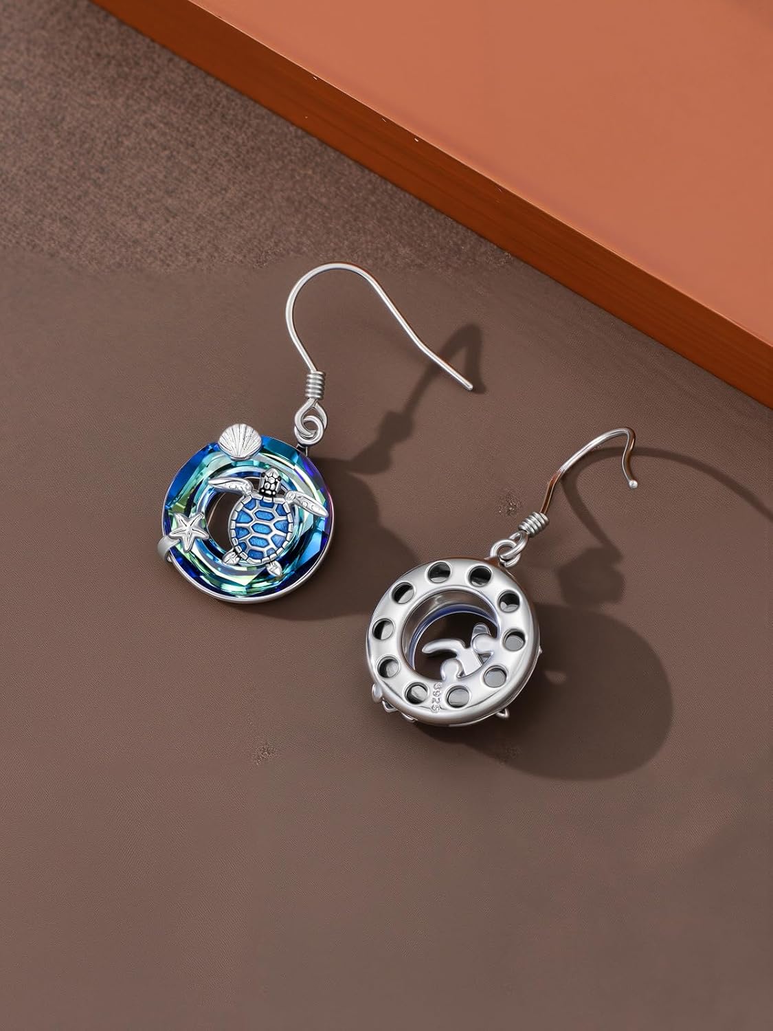 Dorunmo Animal Earrings 925 Sterling Silver Sea Turtle Dolphin Penguin with Blue Crystal Dangle Drop Earrings Summer Ocean Beach Birthday Anniversary Christmas Jewelry Gifts for Women Wife Mom Friend