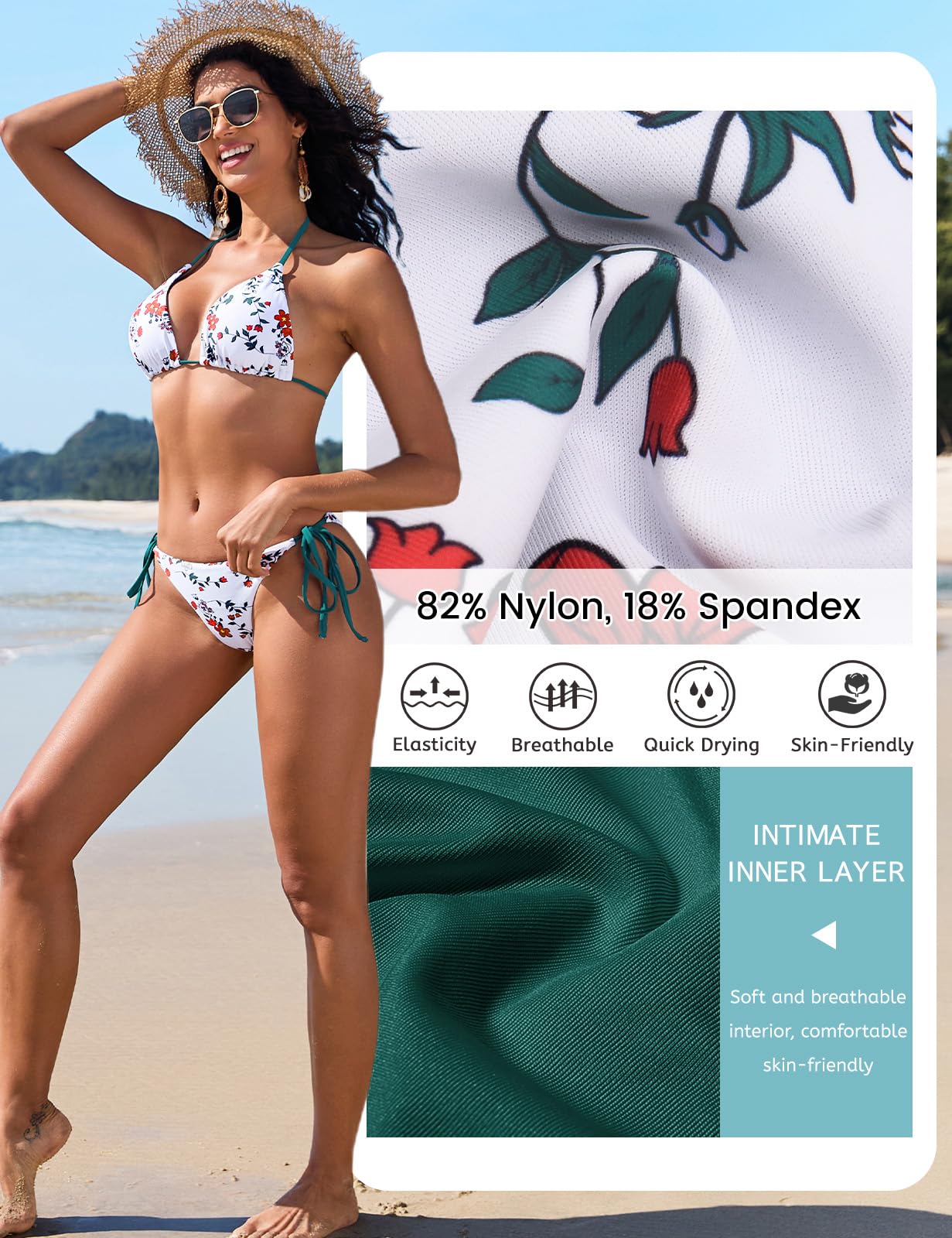 UMIPUBO Costume da Bagno Donna Due Pezzi Costumi Sexy Triangolo Bikini Set Reggiseno Spiaggia Thong Coulisse Imbottito Beachwear
