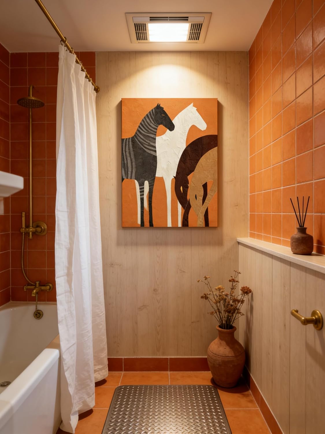 BOAMDLEOLLO Abstract Horse Canvas Wall Art, Mid-Century Modern Boho Print, Rustic Farmhouse Decor for Living Room Bedroom, Office 12X16