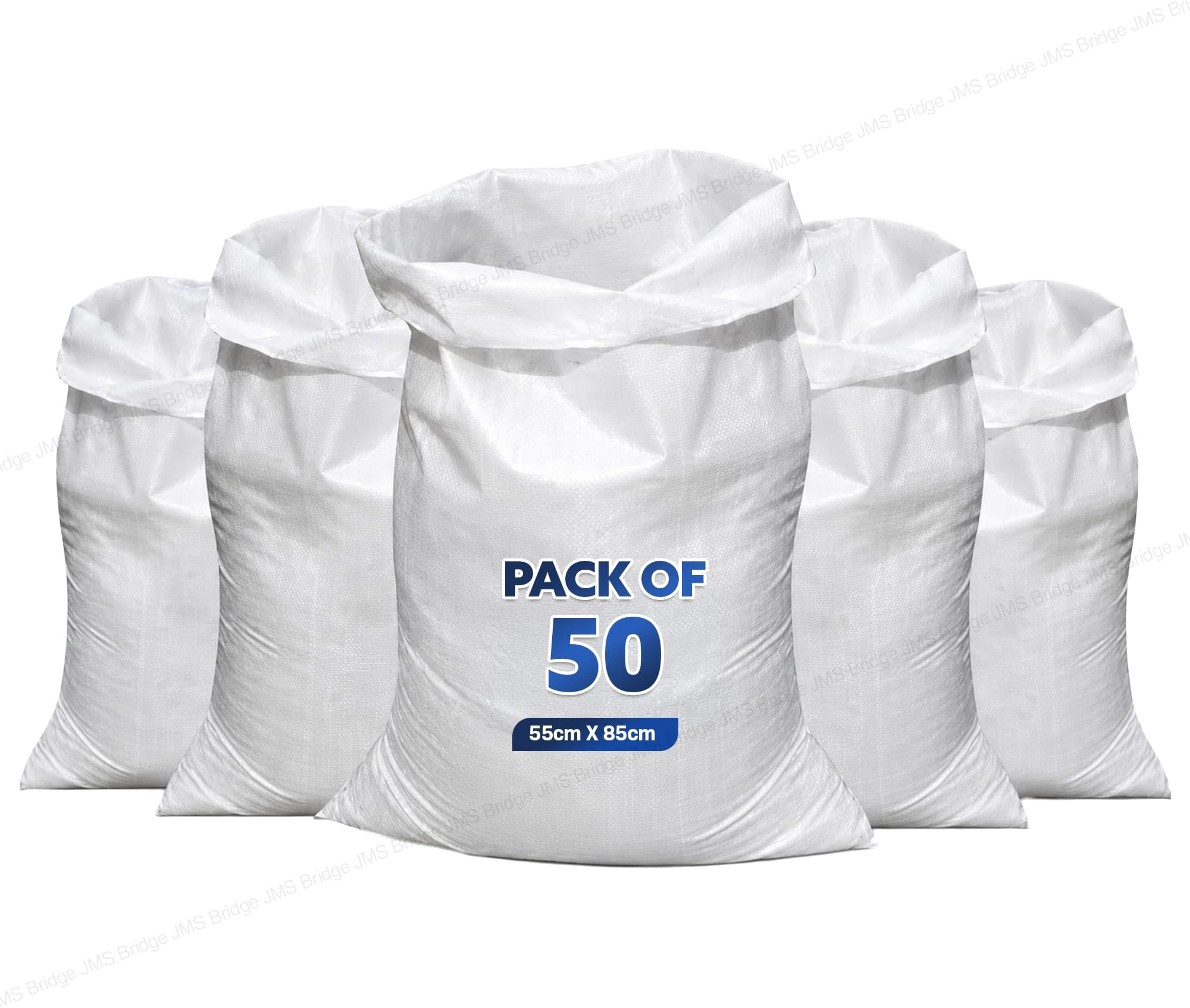50 x Rubble Sacks Woven Polypropylene Builder Bags 55 cm x 85cm / 22'' x 33" - Heavy Duty ***Pack of 50 bags*** (50xWoven Sack)