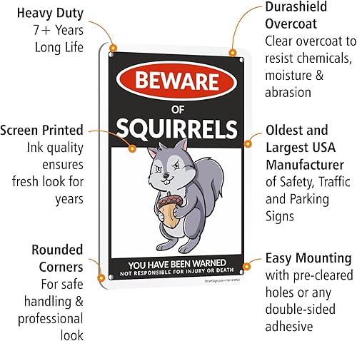 Miniatura 156 de SmartSign Divertido letrero de advertencia con texto en inglés «Beware Of Guinea Pigs – 10 x 7 pulgadas, aluminio laminado libre de óxido de 40 mil