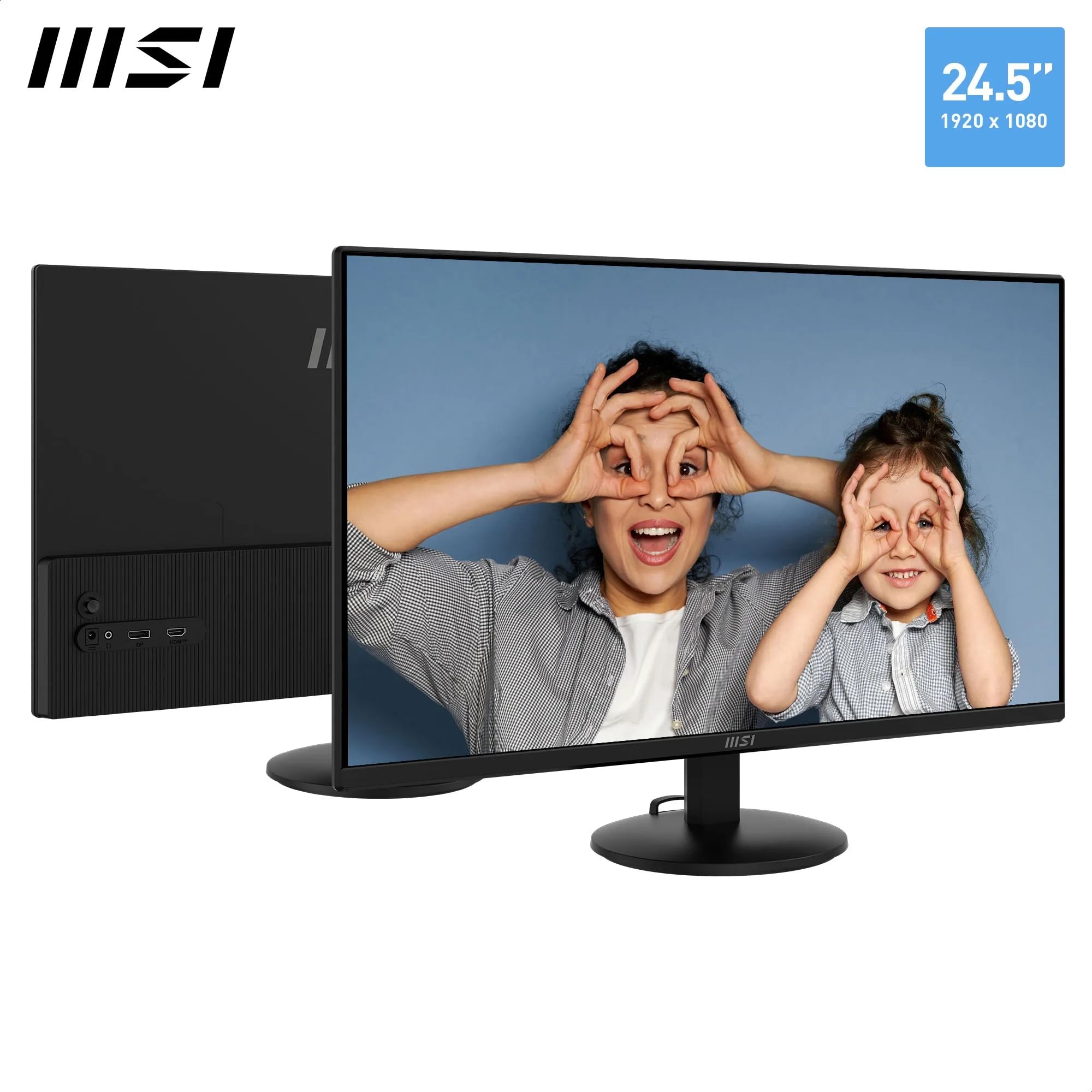 MSI PRO MP252L Moniteur de bureau FHD 24,5" – Panneau IPS 1920 x 1080, sans cadre 4 côtés, taux de rafraîchissement de 100 Hz, écran agréable pour les yeux, inclinaison réglable – HDMI 1.4b, DP (1,2a)