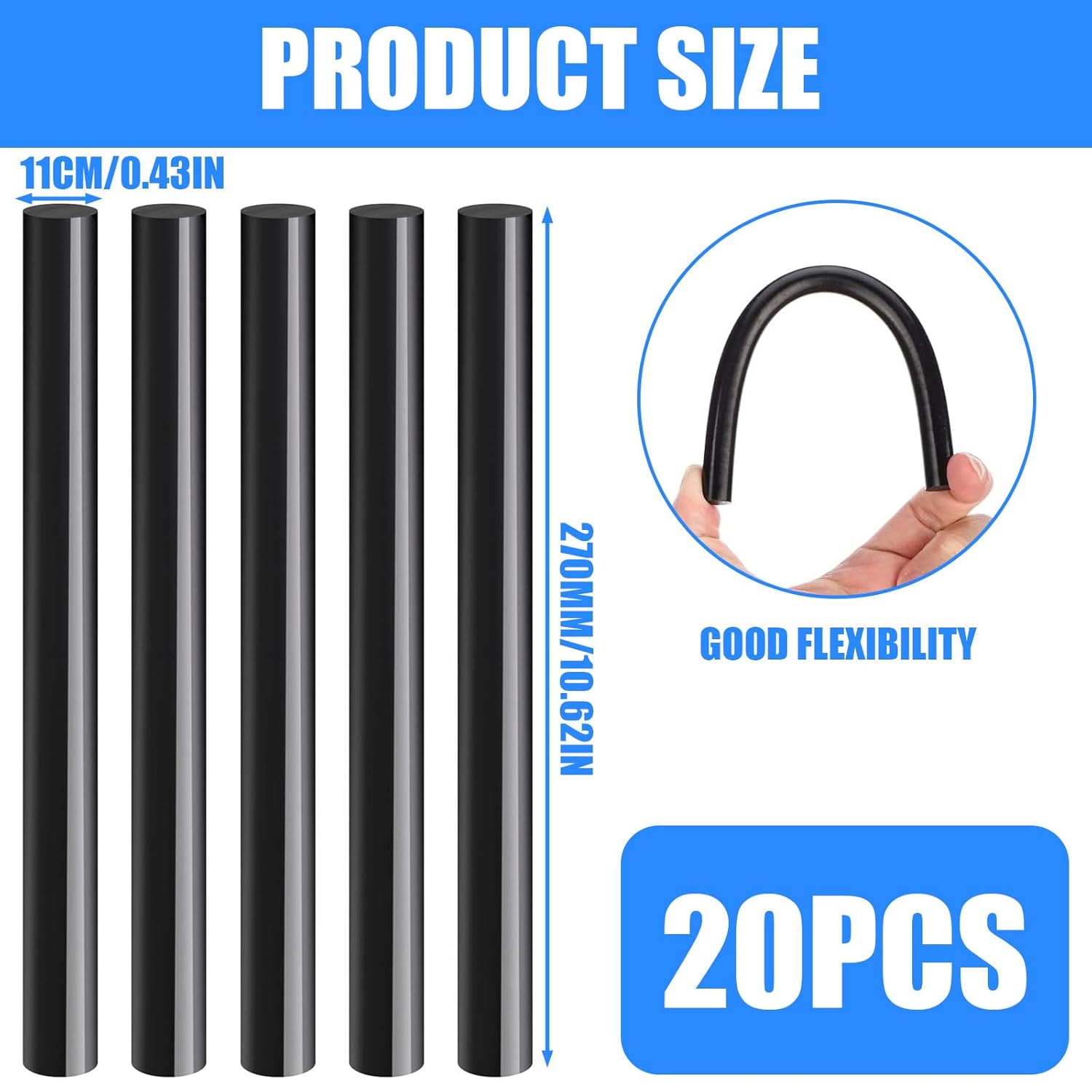 Hot Glues Sticks, 20pack, 10.6x0.4Inches, Suitable for Most Glues Guns,Multipurpose for Art Craft Car Dents Paint