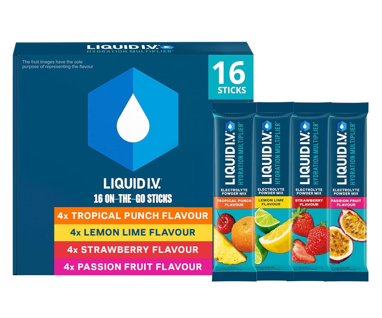 Liquid I.V. Hydration Multiplier Electrolyte Powder Mix, Lemon Lime Flavour, Electrolytes with 7 Vitamins & Minerals for Fast Hydration & Energy, Vegan and Gluten Free, 16 Sachet Sticks — view 9