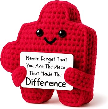 Inspirational Gifts for Coworkers, Handmade Crochet Puzzle Piece, Thank You Appreciation Presents for Teacher Therapist Boss Nurse Friends, You Make A Difference Sentimental Friendship Gift