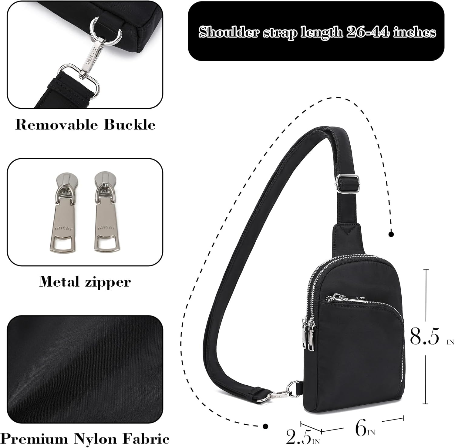 INICAT Nylon Crossbody Sling Bags For Women Small Cross Body Fanny Pack Phone Travel Purses Gifts - Image 4