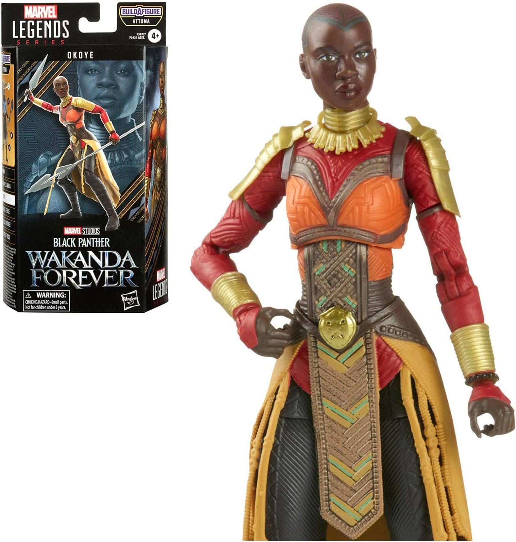 Marvel Hasbro Legends Series Black Panther Wakanda Forever Okoye 6-inch Action Figure Toy, 2 Accessories, 1 Build-A-Figure Part, Multicolor (F3677)