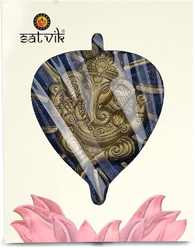 Miniatura 5 de SATVIK Metal Pan Patta Ganesh Decorativo Colgante de Pared Showpiece Señor Ganesha en la Hoja Decoración del Hogar. Inauguración de la casa india