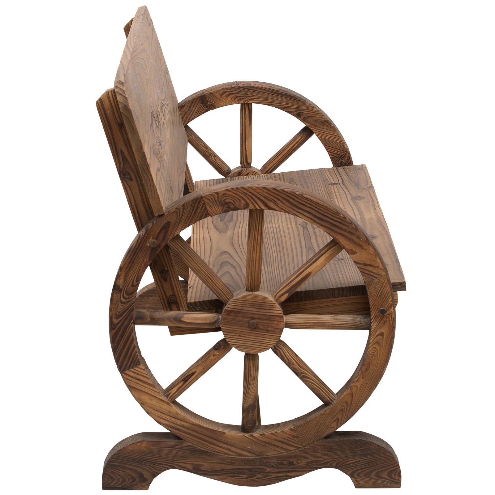 Outsunny Banc de Jardin 3 Places Style Rustique Chic accoudoirs Roues de Charette Bois Sapin traité carbonisation