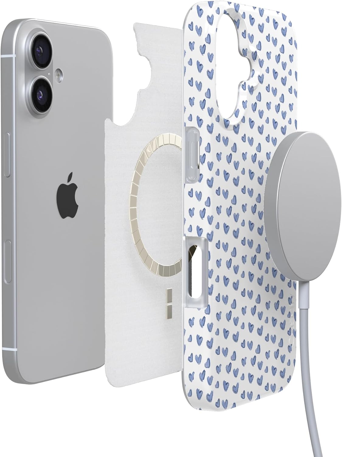 Casely iPhone 17 Case | Lovebug | Blue Hearts | Compatible with MagSafe | Classic Ultra Slim Design