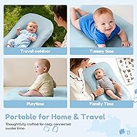 Vista 6 de Tumbona y nido de acurrucarse para recién nacido de 0 a 24 meses, nido de bebé supervisado de algodón transpirable para recién nacidos, tumbona Azul