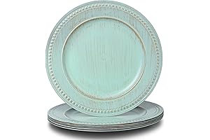 13" Vintage Charger Plates, Beaded Chargers for Dinner Plates Set of 6,...