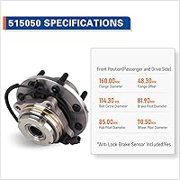 Vista 4 de MACEL 515050 Conjunto de rodamiento de cubo de rueda delantera compatible con Ford Explorer 2002-2005, Lincoln Aviator 2003-2005, Mercury