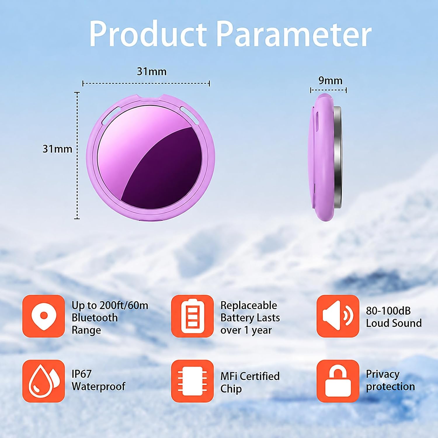 2 Pack Tracker Tags [Apple MFi Certified] Pair with Apple Find My (iOS Only) Bluetooth Air Smart Tags Key Finder Item Locator Waterproof Finder Worldwide Tracking for Pets Wallet Backpack Dogs Luggage