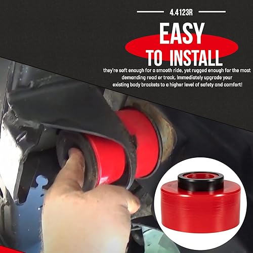 Miniatura 5 de Kit de bujes de montaje en cuerpo rojo mejorado compatible con Ford F150 F250 F350 2WD 4WD 1980-1998, soportes de cabina de poliuretano resistente,