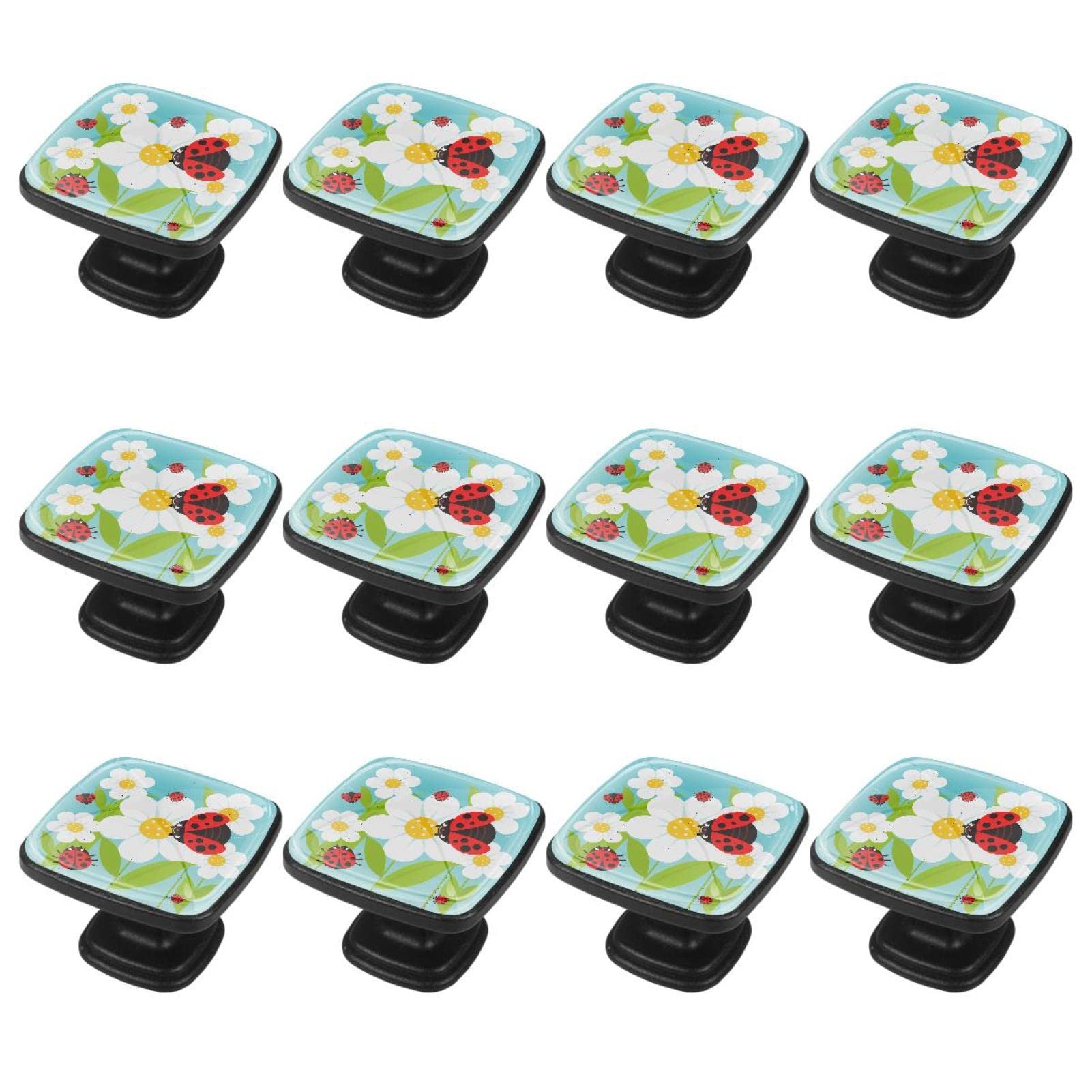 Boutons de quincaillerie d'armoire TBOUOBT en lot de 12 avec motifs de fleurs et animaux