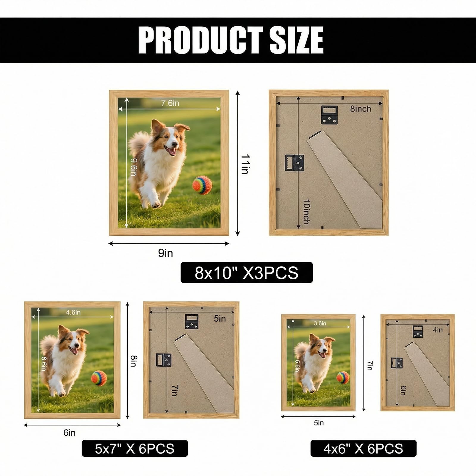 Set di 15 cornici portafoto in diverse misure, 10 x 15,13 x 18, 20 x 25 cm, per decorazione da parete e tavolo, per soggiorno, ufficio, casa