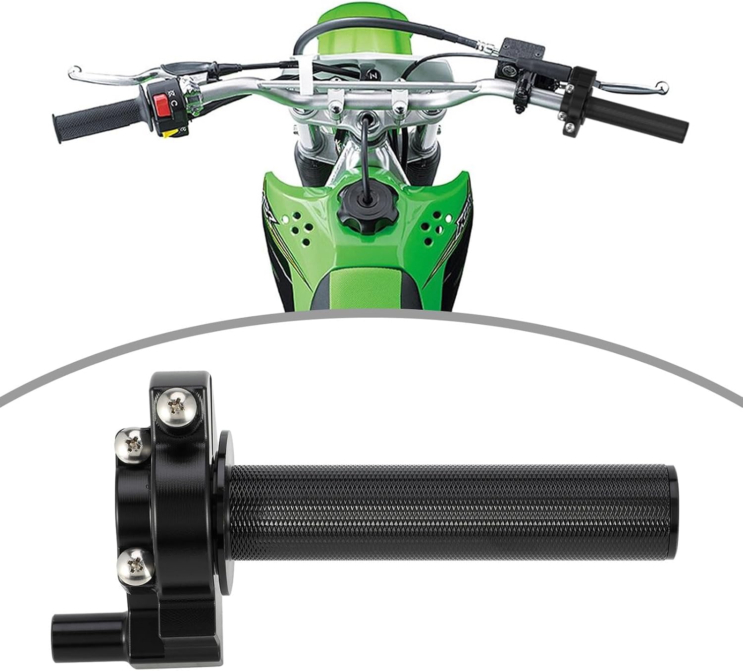 CHANGCHENG Motorcycle Throttle Tube Assembly Electric Throttle Grip CNC Aluminum for KLX110/110L/140/140L/140G KX65/85/100/112 2008-2024 Dirt Bike Green
