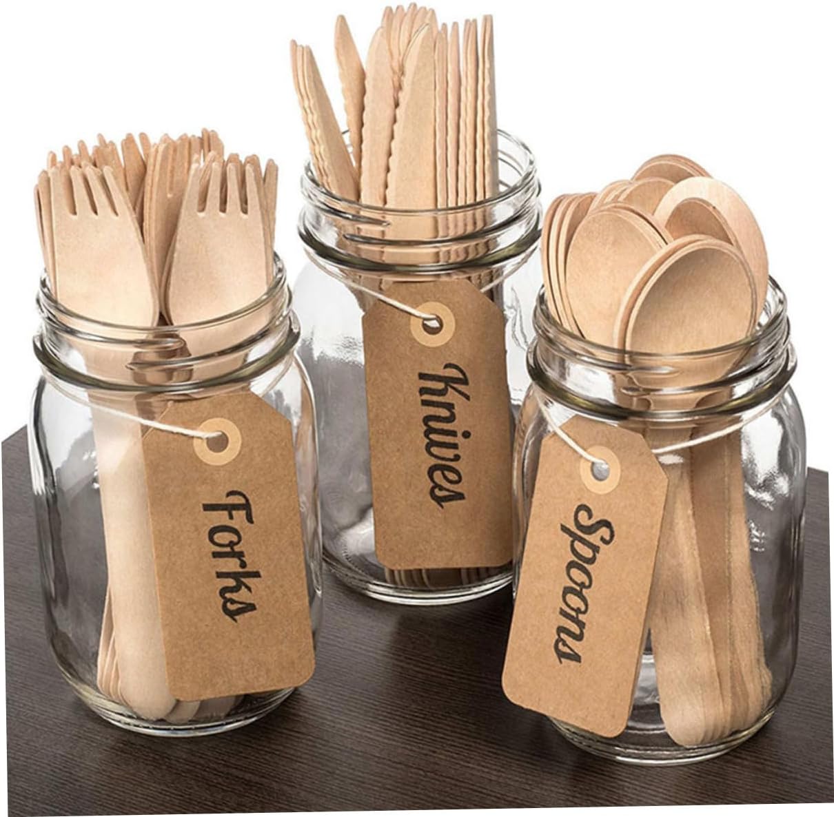 Disposable Wooden Cutlery Set 18 Pieces with Forks Knives Spoons Biodegradable Tableware for Birthday Party Picnic Catering